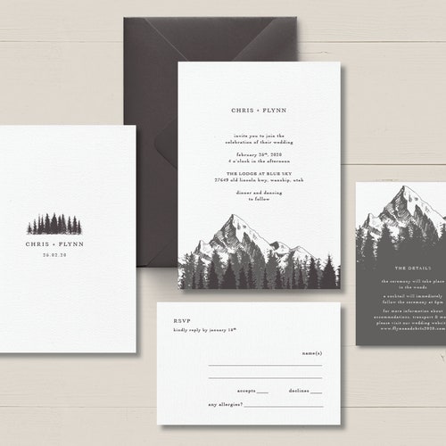 Printable Wedding Invitation Set Modern Wedding Invitation | Etsy