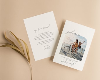 BRIDESMAID PROPOSAL CARD |  Canva Template, Bridal Party Info Card, Bridesmaid proposal, Modern, Boho, minimalist, Maid of honor Proposal