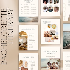 BACHELORETTE ITINERARY TEMPLATE  |  Digital Bachelorette planner, Editable Canva template, Weekend planner, Bachelorette party itinerary