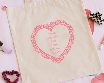 Coquette Tote Bag Heart Tote Bag Coquette Aesthetic Softcore Bag Cottagecore Bag Feminine Tote Bag Coquette Clothing Romantic Tote Bag Sweet