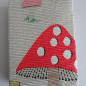 Mini Handbag Sized Address book with Handcrafted Cath Kidston toadstool mushroom duck cotton Cover Gift image 1