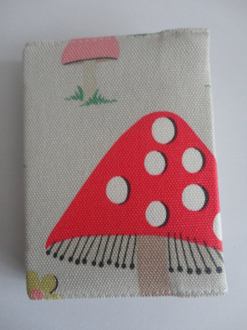 Mini Handbag Sized Address book with Handcrafted Cath Kidston toadstool mushroom duck cotton Cover Gift image 1