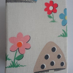 Mini Handbag Sized Address book with Handcrafted Cath Kidston toadstool mushroom duck cotton Cover Gift image 2