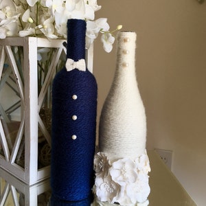 Bride and Groom Wine Bottles | Bridal Shower Decor | Wedding Decor | Newlywed Gift | Engagement Gift | Wine Themed - Wine Lovers - Rustic