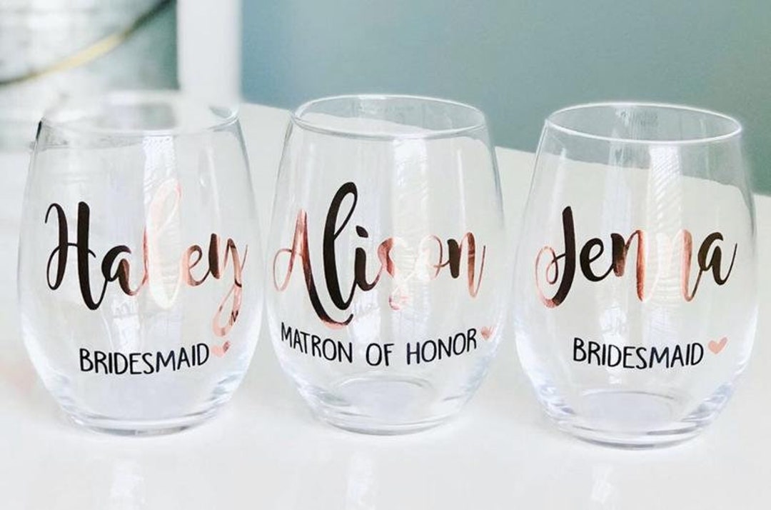 Bridesmaid Proposal Gift, Stemless Champagne Flute, 6oz Tumbler, Bridesmaid  Glass, Personalized Bridesmaid Tumbler, Champagne Flute BDT01 