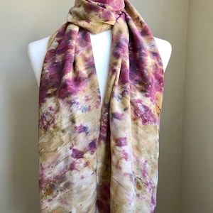 SALE--Women Silk Scarf Hand-painted, Unique Long Silk Shawl, Hand-made Gift for Women, Shibori Tie-Dye Handmade Silk Scarf