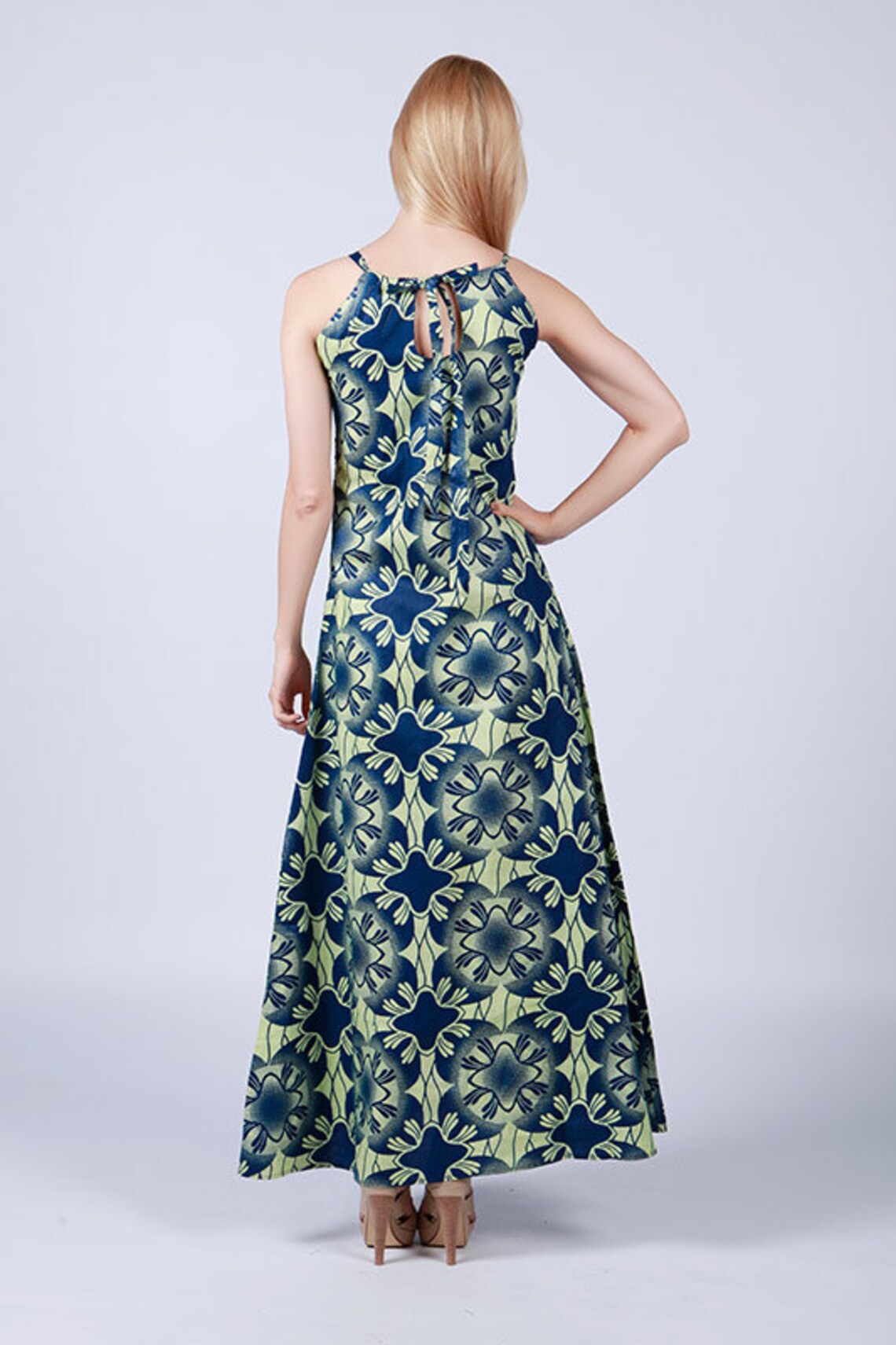 Maxi dress Blue Maxi Dress Blue and White Maxi Dress Long | Etsy