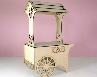CANDY CART *Personalised* Large Wedding Party Sweet Display Stand Flatpack Kit mdf