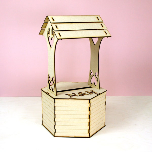 Extra Large *Personalised* Wedding Wishing Well Box - Flat Pack Unpainted MDF for Cards