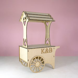 CANDY CART *Personalised* Large Wedding Party Sweet Display Stand Flatpack Kit mdf