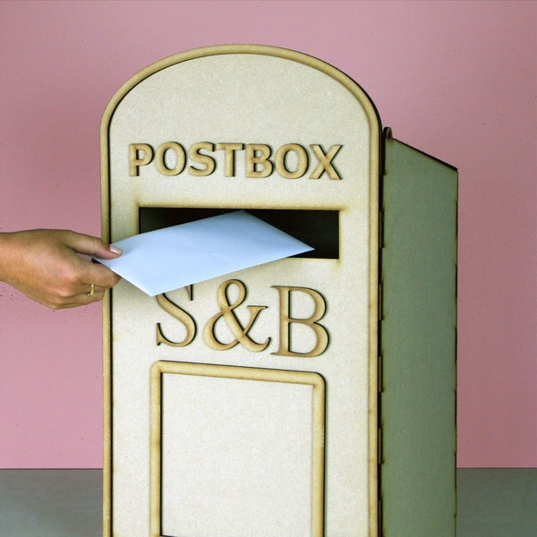 Extra Large PERSONALISED Wedding Post Box, Party, Royal Mail Style - Flat Pack, Ready to Build & Decorate - POSTBOX for Cards