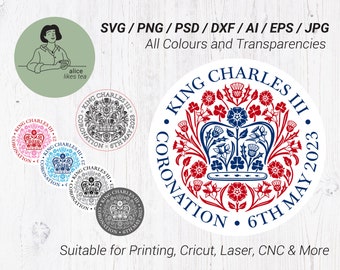 KING CHARLES III Official Coronation Emblem Logo - digital download easy transparent background | svg eps png dxf pdf ai jpg | all colours