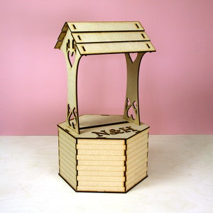 XL Personalised Wedding Wishing Well Flat Pack Unpainted MDF for Cards image 2