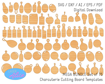 75 Mega Pack - Cutting Charcuterie Serving Board Pattern Template - DIGITAL DOWNLOAD - for CNC, Laser & Woodworking