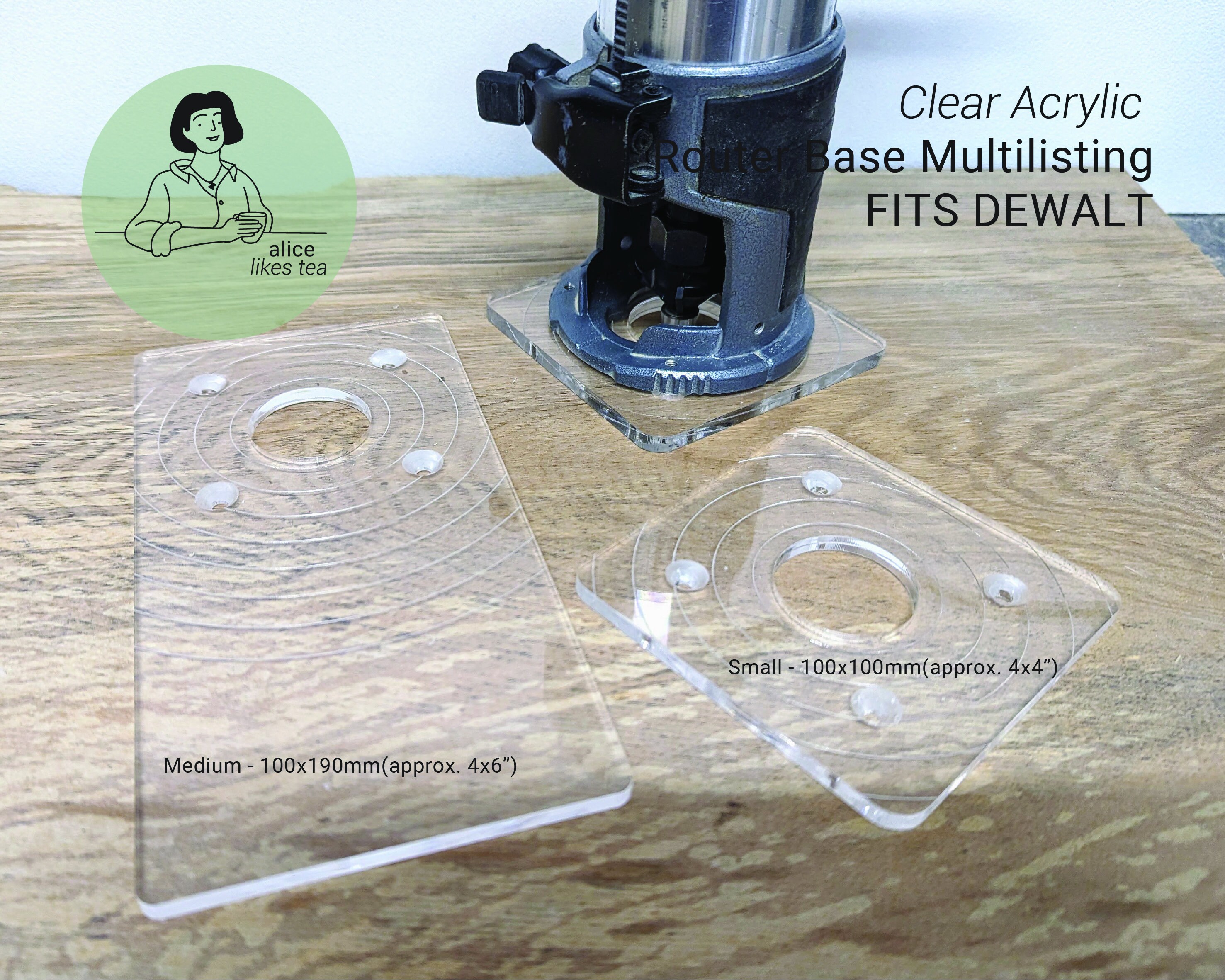 Dave's Palm Router Acrylic Base Plate - Compatible With DeWalt DW618 Router, Made In USA