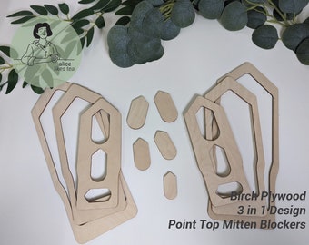 Pair of Pointed Mitten Blocker - Nordic - 3 in 1 Design - Small, Medium, Large - High Quality Birch Plywood