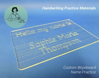 Personalised Wipeboard Name Handwriting Tracing Practice Board - Helps Develop Fine Motor Skills and Hand-Eye Coordination - Dry-Erase