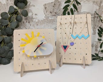 Wooden Pegboard Display | Small Organiser | Various Size Stands | Untreated Birch Plywood | Personal Display |  Room Decor | Pegboard Shelf