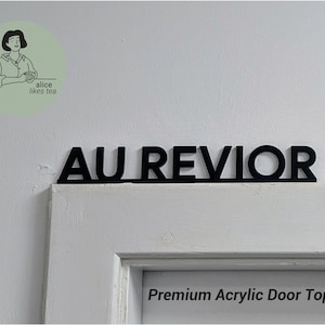 Au Revoir - Premium akrylowa nakładka na drzwi - dekoracja półki - idealny prezent - znak na drzwi wejściowe czarny lub biały