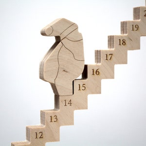 Santa staircase advent calendar/ wooden advent calendar/ re-usable advent calendar/ family Christmas countdown image 3