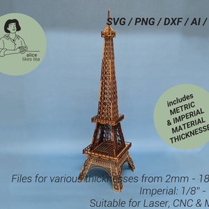 Torre Eiffel - Archivo Laser CNC - DXF, DWG, Modelo para Plywood mdf Acrylic perspex - Arquitectura - Varios Espesores