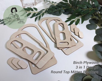 Pair of Rounded Mitten Blocker - Nordic - 3 in 1 Design - Small, Medium, Large - High Quality Birch Plywood