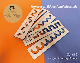 Montessori Wooden Tracing Boards - Set of 5 - Fine Motor Skills and Hand-Eye Coordination Toys for Toddlers and Preschoolers