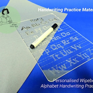 Tablero de práctica de rastreo de escritura a mano con alfabeto personalizado - Ayuda a desarrollar habilidades motoras finas y coordinación mano-ojo - Borrado en seco