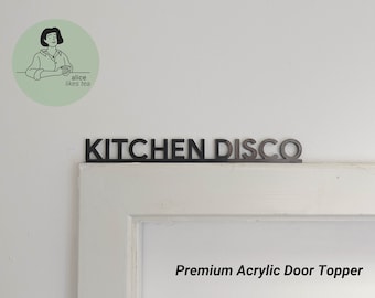 Disco de Cocina - Adorno de Puerta Acrílico Premium - Decoración de Estantes - Regalo Perfecto - Letrero para Puerta de Entrada en Blanco o Negro