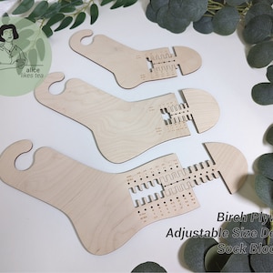 Pair of Adjustable Sock Blockers - Small, Medium, Large - High-Quality Birch Plywood - Knitting Gift