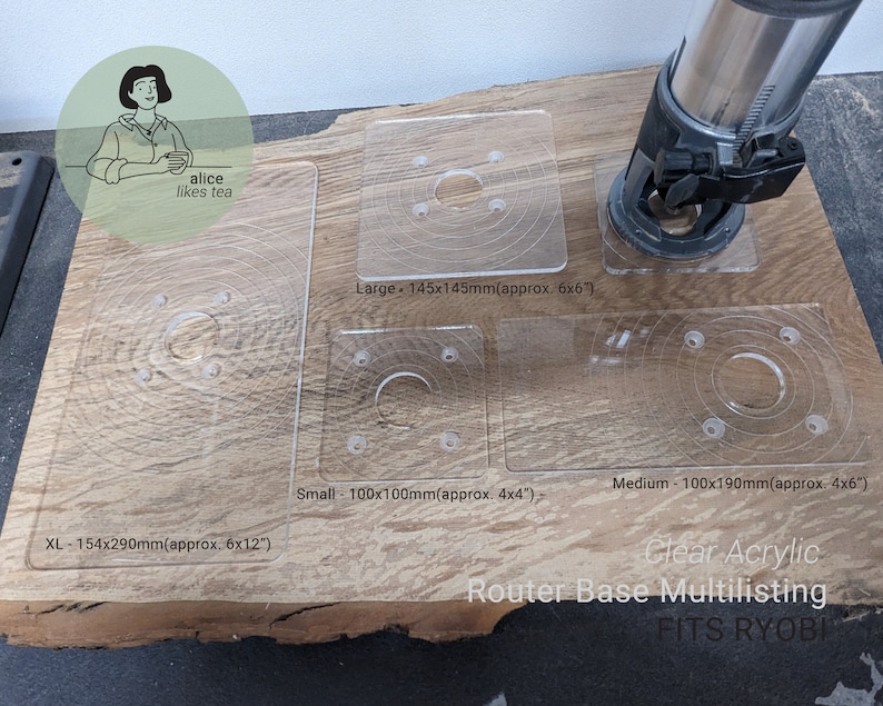 Standard Router Base Size RYOBI Router Base Replacement - Clear Acrylic - 4 Different Sizes ...