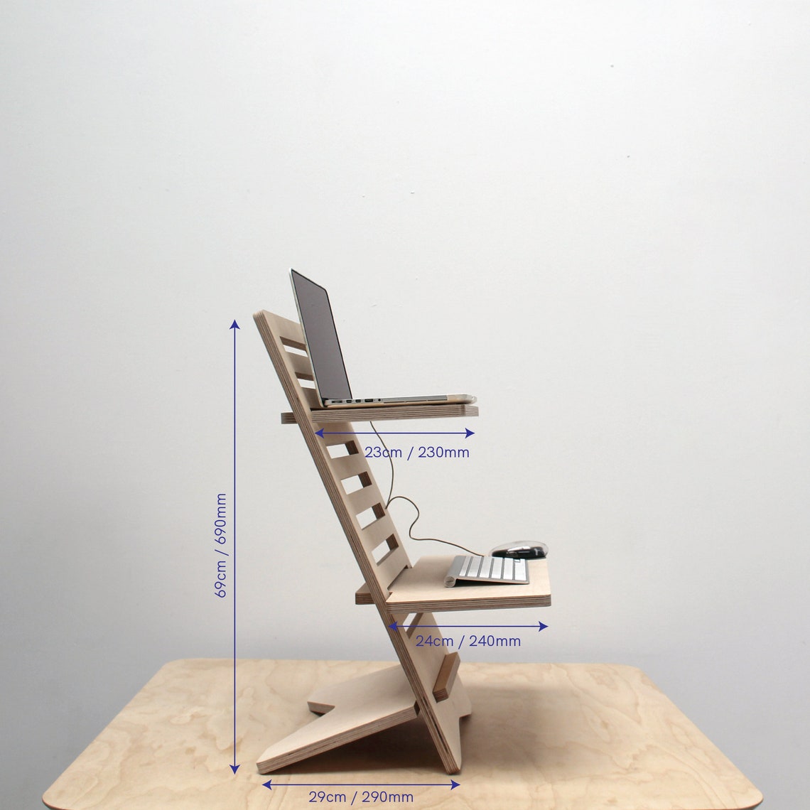 Plywood Standing Desk Converter / Laptop Stand /Height Etsy