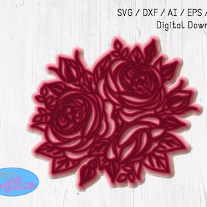 Mandala - Róże Plik do cięcia laserowego - Wielowarstwowy - do projektów Glowforge Epilog K40 Pobierz cięcie laserowe