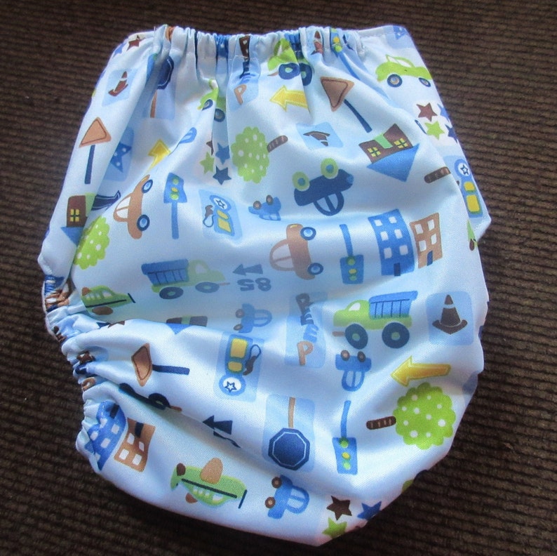 Adjustable Snap Reusable Pocket Cloth Diaper Street Scene Print