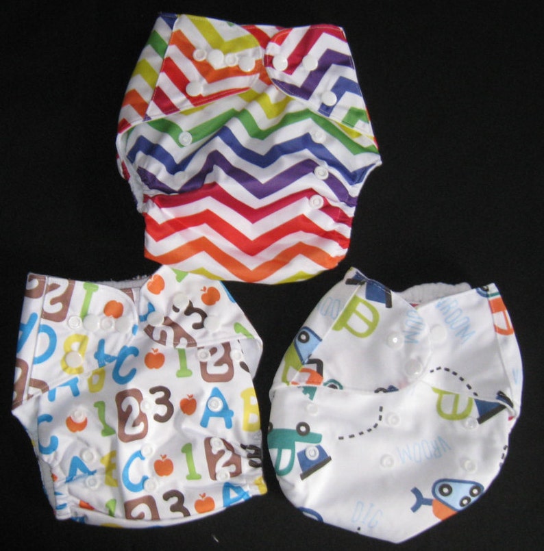 Adjustable Snap Reusable Pocket Cloth Diaper Street Scene Print