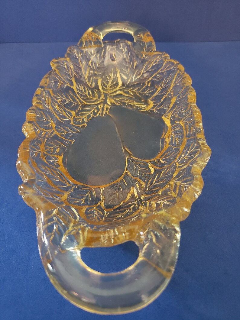 Tiara SWEET PEAR YELLOW Mist Handled Oval Glass Relish Dish Etsy