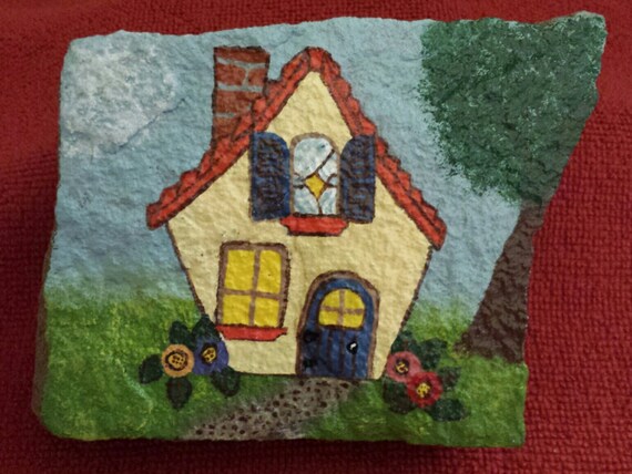 Welcome Home Cozy Cottage Acrylic Handpainted Flagstone Rock Etsy