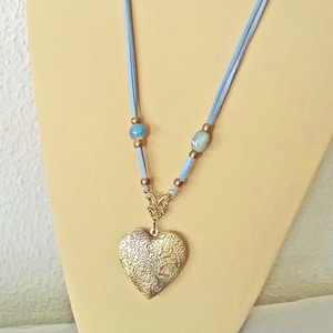 Collier multiposition avec médaille-coeur, collier porte-photo médaillon, collier boho, pendentif coeur, médaillon coeur image 1