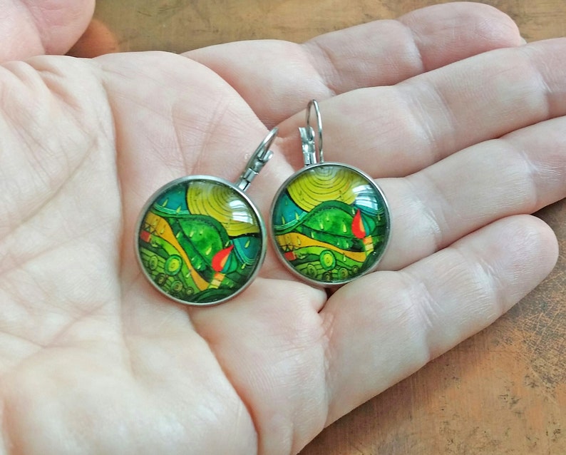 Earrings with image of Hunderwasser artistic earrings