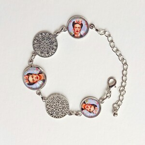 Bracelet en acier inoxydable avec Frida et mandalas, bracelet réglable Frida, cadeau pour femme, cadeau de Noël , bijoux Frida Kahlo image 10