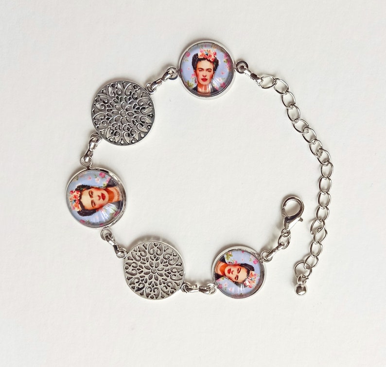 Bracelet en acier inoxydable avec Frida et mandalas, bracelet réglable Frida, cadeau pour femme, cadeau de Noël , bijoux Frida Kahlo image 10