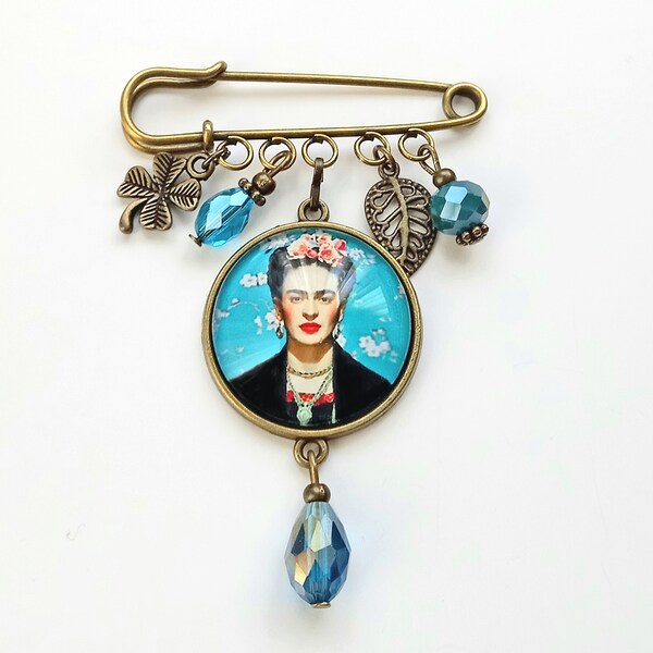 Accesorios ropa mujer con Frida,broche para chaqueta vaquera Frida,imperdible Frida ,bisuteria Frida ,regalo para mujer,regalo para ella