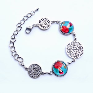 Bracelet en acier inoxydable avec Frida et mandalas, bracelet réglable Frida, cadeau pour femme, cadeau de Noël , bijoux Frida Kahlo image 3