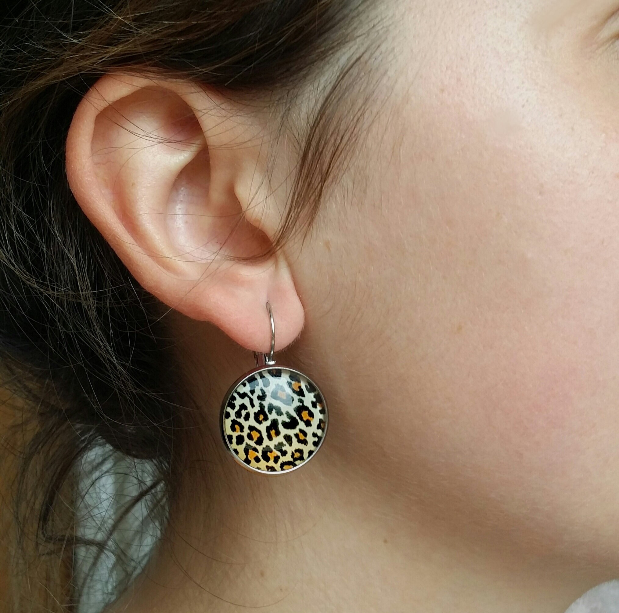 Big Leopard Earrings animal Print Earrings stainless Steel | Etsy