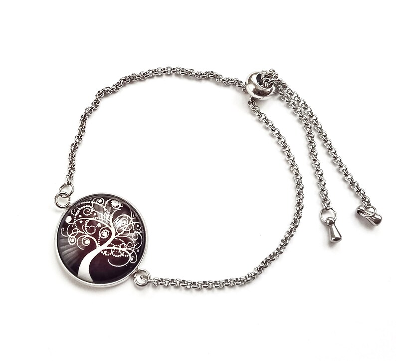 Pulsera ajustable de acero inoxidable con Arbol de la vida,pulsera con cabochon de arbol de vida ,regalo para mujer,regalo de Navidad mujer imagen 7