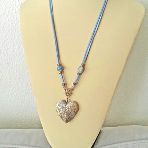 Collier multiposition avec médaille-coeur, collier porte-photo médaillon, collier boho, pendentif coeur, médaillon coeur image 2