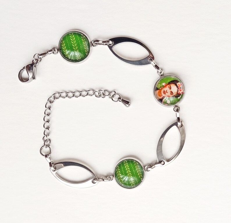 Bracelet en acier inoxydable avec Frida et mandalas, bracelet réglable Frida, cadeau pour femme, cadeau de Noël , bijoux Frida Kahlo image 8