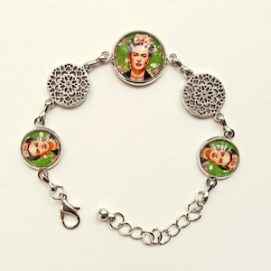 Bracelet en acier inoxydable avec Frida et mandalas, bracelet réglable Frida, cadeau pour femme, cadeau de Noël , bijoux Frida Kahlo image 9