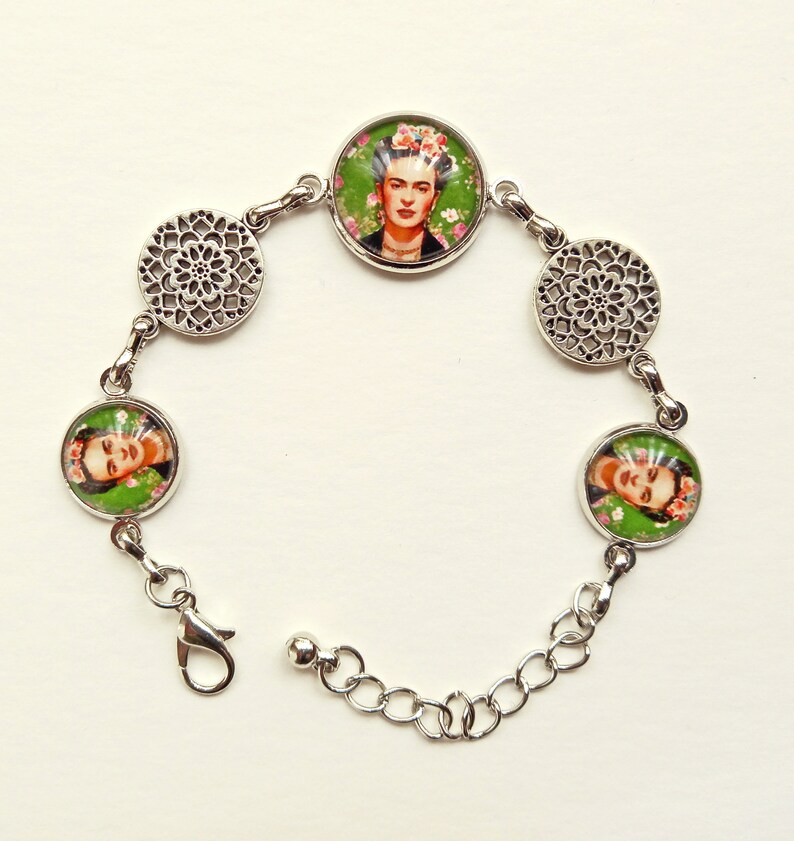 Bracelet en acier inoxydable avec Frida et mandalas, bracelet réglable Frida, cadeau pour femme, cadeau de Noël , bijoux Frida Kahlo image 9