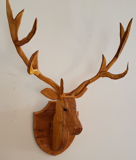 wooden deer head
